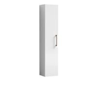 300mm Wall Hung Tall Unit 1 Door - Gloss White with Copper Handle, 1433 x 300 x 235mm