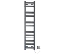 300mm Wide Anthracite Grey Flat Electric Pre-Filled Heated Towel Rail Radiator For Bathroom Designer UK (300mm x 1400mm (h))