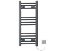 300mm Wide Anthracite Grey Flat Electric Pre-Filled Heated Towel Rail Radiator For Bathroom Designer UK (300mm x 700mm (h))