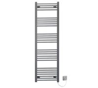 300mm Wide Anthracite Grey Flat Electric Pre-Filled Heated Towel Rail Radiator For Bathroom Designer UK (300mm x 1600mm (h))