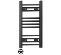 300mm Wide Black Electric Bathroom Heated Towel Rail Thermostatic Warmer Radiator Precise Control (300 x 600 mm (BTU: 758))