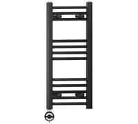 300mm Wide Black Electric Bathroom Heated Towel Rail Thermostatic Warmer Radiator Precise Control (300 x 700 mm (BTU: 865))