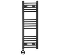 300mm Wide Black Electric Bathroom Heated Towel Rail Thermostatic Warmer Radiator Precise Control (300 x 900 mm (BTU: 1225))