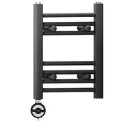 300mm Wide Black Electric Bathroom Heated Towel Rail Thermostatic Warmer Radiator Precise Control (300 x 400 mm (BTU: 497))