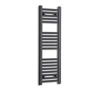 300mm Wide Black Heated Towel Rail Radiator Flat Ladder for Stylish Bathroom (1000mm High)