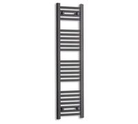 300mm Wide Black Heated Towel Rail Radiator Flat Ladder for Stylish Bathroom (1200mm High)