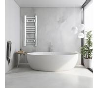 300mm Wide Chrome Heated Towel Rail Straight Flat Bathroom Warmer Radiator Rack Central Heating Turkish Zone (300mm Wide x 600mm Height)