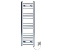 300mm Wide Flat Chrome Electric Pre-Filled Heated Towel Rail Radiator For Bathroom Designer UK (300 x 1000mm Chrome)