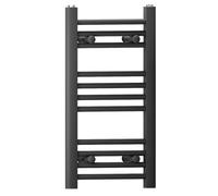 300mm Wide Straight Black Heated Bathroom Towel Rail Radiator For Central Heating Designer UK (300 x 600mm)