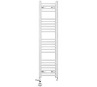 300mm Wide White Dual Fuel Electric Radiator Bathroom Towel Rail Radiator With Thermostatic and Standard Electric Element UK (300 x 1200 mm (h), MOA Thermostatic Electric Element)
