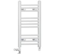 300mm Wide White Dual Fuel Electric Radiator Bathroom Towel Rail Radiator With Thermostatic and Standard Electric Element UK (300 x 600 mm (h), Standard Electric Element)