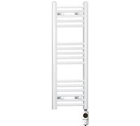 300mm Wide White Electric Bathroom Towel Rail Radiator Heater With AF Thermostatic Electric Element UK Pre-Filled (300 x 900 mm)