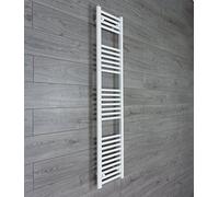 300mm Wide x 1600mm high Heated Towel Rail Straight Flat White Bathroom Warmer Radiator Rack Central Heating