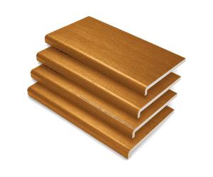 300mm x 1.50m Golden Oak uPVC Fascia Capping Board + End Caps - 4 Pack