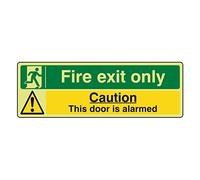 300mmx100mm Photoluminescent Fire Exit Only/This Door is Alarmed Sign