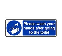 300mmx100mm Please Wash Your hands After Going to the Toilet Catering Sign Sticker Self Adhesive