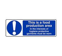 300mmx100mm This is a Food Production Area Catering Sign Rigid Plastic