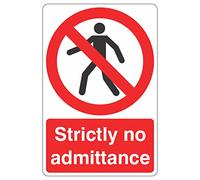 300mmx400mm Strictly No Admittance Sign Rigid Plastic