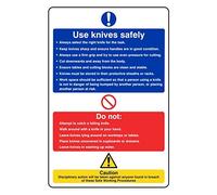 300mmx400mm Use Knives Safely Catering Information Sign Rigid Plastic