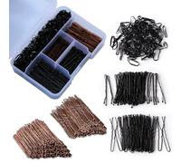 300pc Brown Hair Kit, Including U-Shaped & 2inch Pins, Hair Rubber Bands - Women & Salons