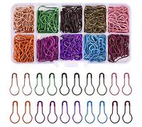 300Pcs 10 Colour Bulb Safety Pins, Small pins 10 Assorted Colors, Pear Shaped Metal Gourd Pins, Calabash Pins with Storage Box, Knitting Stitch Markers for DIY Project, Sewing, Clothing