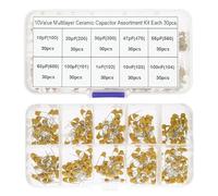 300PCS 10Value 50V 10pf 20pf 30pf 47pf 56pf 68pf 100pf 1nf 10nf 100nf Multilayer Ceramic Capacitor Assortment Kit