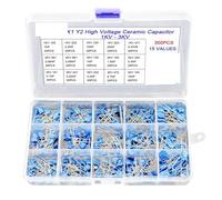 300PCS 15 Values High Voltage Ceramic Chip Safety Capacitor X1 Y2 Assortment Kit 1KV 2KV 3KV Capacitor