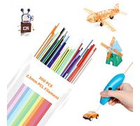 300Pcs 3D Pen Filament Refill for 3Doodler Start, 10 Colors 3D Doodler Pen Refills, 2.5mm PCL Filament, 3Doodler Refills, 3D Pen Low Print Temperature for Creative Artworks