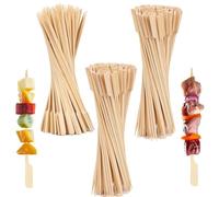 300Pcs 9cm Wooden Paddle Skewers for Kebabs - Flat Bamboo Sticks for Barbecues, Parties, Buffets, Grilling and Serving