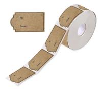 300Pcs Adhesive Labels, Brown Paper Stickers Gift Tags, Self-Adhesive Sticky Labels for Cake Boxes, Scrapbooking Stickers for Food Wrapping Bags - 1.18" X 1.96"