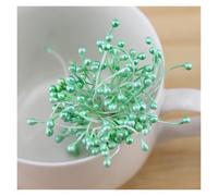300pcs Aerificial Pearl Flower Stamen Double Head Craft Stamens For Cake Decorating, Floral DIY Projects, Handmade Jewelry, Cotton Thread Stamens Assorted Colors(Green)