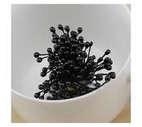 300pcs Aerificial Pearl Flower Stamen Double Head Craft Stamens For Cake Decorating, Floral DIY Projects, Handmade Jewelry, Cotton Thread Stamens Assorted Colors(Black)