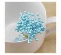 300pcs Aerificial Pearl Flower Stamen Double Head Craft Stamens For Cake Decorating, Floral DIY Projects, Handmade Jewelry, Cotton Thread Stamens Assorted Colors(Blue)