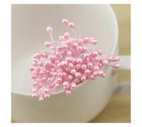 300pcs Aerificial Pearl Flower Stamen Double Head Craft Stamens For Cake Decorating, Floral DIY Projects, Handmade Jewelry, Cotton Thread Stamens Assorted Colors(Pink)