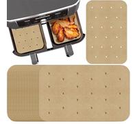 300Pcs Air Fryer Parchment Paper Liners, Non-Stick Air Fryer Liners for Baking, Perforated Air Fryer Sheets for Ninja Foodi Dual, Disposable Baking Parchment Paper 14x20.5cm Square