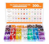300Pcs Automotive Car Fuses Kit with 160 Mini/90 Standard/50 Micro Blades & Puller | Complete Vehicle Circuit Protection for Cars, Trucks, Motorcycles (2A-40A Mixed Amperage)