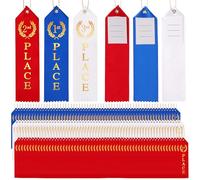 300PCS Award Ribbons, Medal Ribbons for 1st, 2nd, 3rd Place, Event Card & Rope Included,Perfect for Competitions, Sports Events, School Challenges, Vibrant Blue, Red, and White