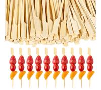 300Pcs Bamboo Skewers 9cm, Wooden Flat Paddle Burger Skewers, Bamboo Skebab Skewer for Cocktail Sticks, Kebab Sticks, Fruits, Buffet Party