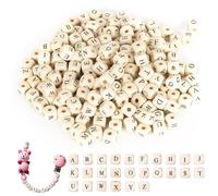 300Pcs Beads for Bracelet Making Kit,10mm/0.4inch Square Wooden Letter Beads Alphabet Beads Wooden Letter Beads,Alphabet Beads Wood Beads for Crafts Round Hole Cube Engraved DIY Jewelry Making