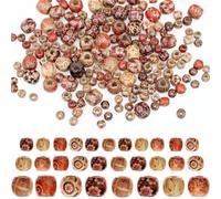 300Pcs BetterJonny Large Hole Barrel Wood Beads - 10/12/17mm Multicolor Natural Wooden Spacer for Macrame Rosary Bracelet Jewelry Craft Making