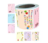 300Pcs Birthday Name Label 50x38mm Adhesive Wrapping Label Sticker for Packaging Seal Envelope Card Happy for Kids Happy for Kids Name