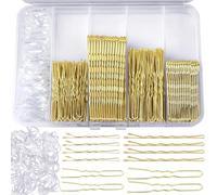 300pcs Bobby Pins Kit, Hair Clips, U-shaped Hair Clips and Ha-ir Bands - Bobby Pins for Women Ha-ir Pin for Buns, H-air Grips Gold H-air Styling Accessories with Storage Box(Gold)