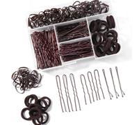 300pcs Bobby Pins Kit, Hair Pins for Women, Brown, Hair Bands,U Shape Pin for Buns, Braids and Updos with Storage Box