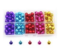 300PCS/Box Colorful Jingle Bells，Small Mini Bells Metal Bells DIY Craft with Storage Box in 5 Colors for Christmas, Festival Party Decorations and Jewelry Making