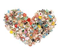 300pcs Bulk Gold Plated Charm Metal Small Colorful Pendant Set Mini Girl jewelry Craft Accessory for DIY Jewellery Making, Earring, Necklace, Bracelet, Keyring and Christmas Art Decoration