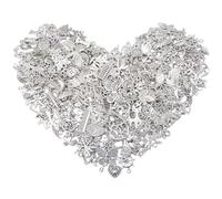 300pcs Bulk Silver Charm Metal Small Pendant Present Set Jewelry Craft Accessory for DIY Jewellery Making, Necklace, Bracelet, Earring, Keyring and Christma Decoration