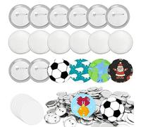 300pcs Button Making Supplies, 58mm/2.28 inch Full Metal Blank Buttons Round Badge Pin Button Parts with Transparent Film Button Making Kit for Machining Wearing Buttons and DIY Crafts