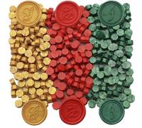 300Pcs Christmas Color Wax Seal Beads, Pine Green Sealing Wax Beads Gold for Wax Seal Stamp, Red Wax Seal Beads Set with 3 Colors Perfect for Gift Sealing, Letter Wax Sealing (Christmas Color)