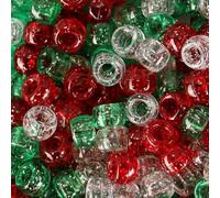 300Pcs Christmas Glitter Plastic Pony Beads Bulk with Box Packaged for Necklace Bracelets Earrings Jewelry Making Christmas Party Decoration Supplies DIY Craft Hair Beads