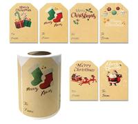 300Pcs Christmas Stickers, 6 Designs 50 Each, Merry Christmas Stickers, Christmas Labels, Self Adhesive Tags, Festive Holiday Decoration, Party Supplies, Craft Projects